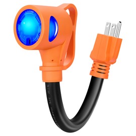 Filluck RV Adapter Cord 30 Amp to 110 Volt 13.8 Inch，NEMA 5-15P to NEMA TT-30R with LED Power Indicator, Pure Copper Heavy Duty 10 Gauge Wire Weatherproof for RVs Camper Caravan Van Trailer