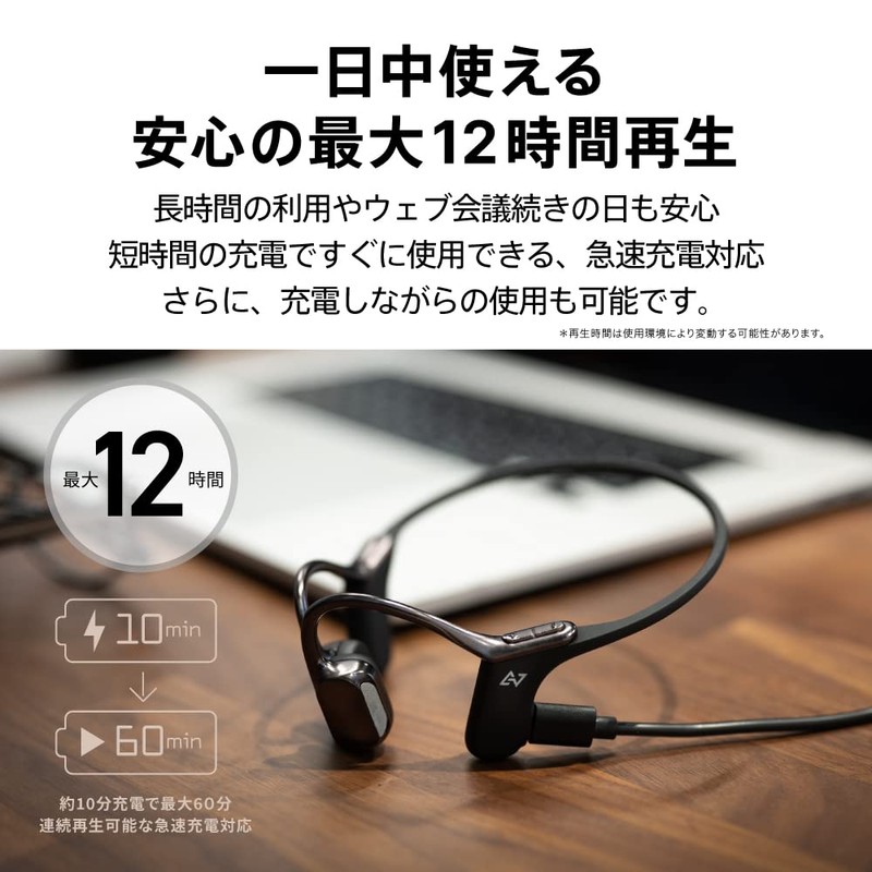 AVIOT WB-E1M Bone Conduction Headset, Includes Bloom Microphone, Running, Earbuds,
