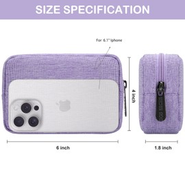 DOB SECHS Waterproof Canvas Mini Travel Makeup Carrying Case Wash Bags Cosmetic Bag Portable Electronics Accessories Organizer Wash Gym Shaving Bag, Purple