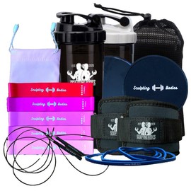 At Home Fitness Equipment Bundle for Full Body Workouts - 7 Items Included home gym home gym strength training - Colour: Black Shaker & Purple Band