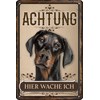 30 x 20 cm Weatherproof Dog Tin Sign, Warning Warning