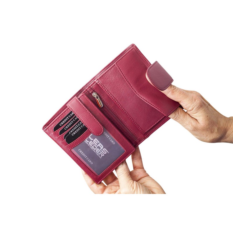 Wallet with outside lock LEAS, Genuine Leather, red - ''LEAS