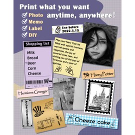 Phomemo M02S Mini Printer Photo Printer Bluetooth Portable Printer, 300DPI Printer with Three Paper Sizes, Compatible with Phone&Tablet, for Bullet Journal, Art Education,