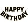 LITAUS, Black Gold Happy Birthday Banner - Pre-Strung, 9 ft, No DIY | Birthday Decorations | Happy Birthday Sign for Birthday Decor, Backdrop | Birthday Banner for Women, Men, Boys, Girls