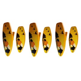 C&H Solutions 3 Set (6 Ct) Yellow Surfboard Style Beach Towel Clips