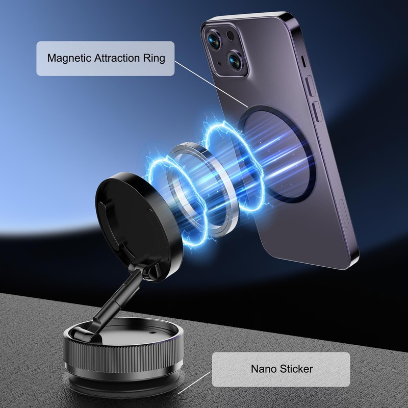 Kimmol Magnetic Phone Holder,360° Rotation Adjustable Vacuum Suction Phone cardles