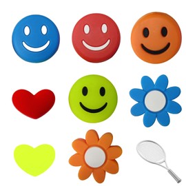 8 Stück Vibrationsdämpfer Tennis,Dämpfer Tennis Stopper,Dämpfer Tennisschläger,Happy Face Herzförmiges Tennisdämpfer,Silikon Stoßdämpfer Zubehör,Dampener Silikon-Dämpfer für Tennisspieler,Tennisfans