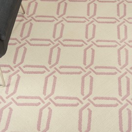 Nourison JUB17 Jubilant Retro Trellis Ivory/Pink Area Rug 4' x 6