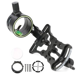 Archery Compound Bow Sight Aluminum Alloy 0.019" Fiber Optic 1/2 Pin Bow Sight Micro-Adjustable Aim Sight Toolless Quickset with Sight Light Compound Bow Accessory (Bow Sight with 8 Lens/1 pin)