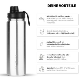720°DGREE Stainless Steel Children's Drinking Bottle, 530 ml, Leak-Proof, for Carbonated Drinks, BPA-Free, Thermos Flask, Insulated Flask with Screw Cap for School, Sports, Bicycle + Free Sports Lid