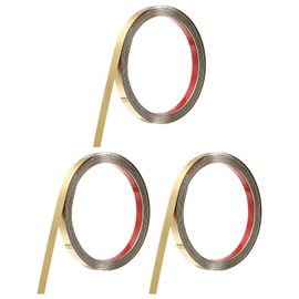 uxcell 3pcs Stainless Steel Wall Molding Trim, 10Ft x 0.39 Inch, Peel and Stick Metal Trim, Self-Adhesive Mirror Trim for Wall Ceiling, Fireplace, Mirror Edging, Brushed Gold