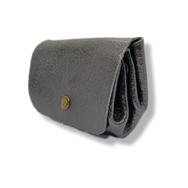 Générique Women's Iridescent Leather Wallet, Card Holder Shiny Leather, Genuine Leather, Trifold, 3 Compartments,, anthracite grey, 10.5 x8 x4 cm, Minimalist