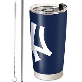 Ximerto Baseball Insulated Coffee Tumbler, 20oz Stainless Steel Vacuum Travel Tumbler Cup with Lid and Straw, Coffee Cup Mugs for New York Y Cold or Hot Drinks
