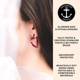 Red Tortoise Shell Hypoallergenic Heart Shaped Hoop Earrings | Allergen Safe Earrings, Everyday, Colourful, Statement, Lightweight, Acetate, Acrylic, Resin, Gift, Valentines