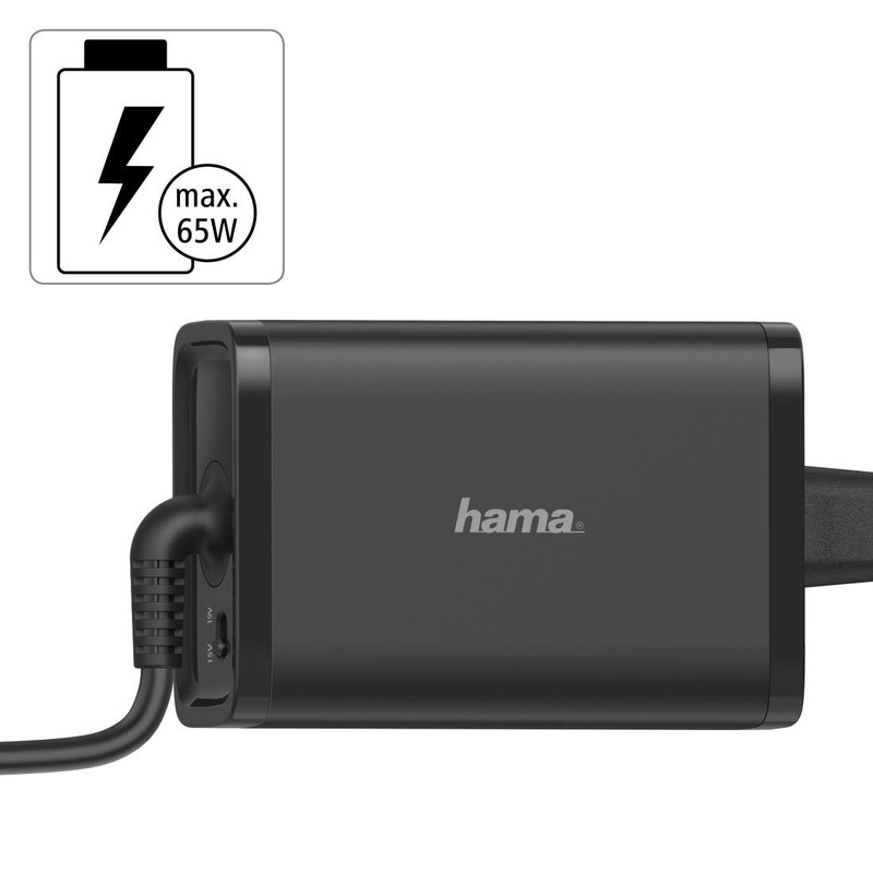 Hama Notebook Netzteil 15V, 19V, 65W (Universalnetzteil für Laptop, Laptop