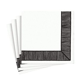 Caspari Ribbon Border Paper Luncheon Napkins in Black - 20 Per Package