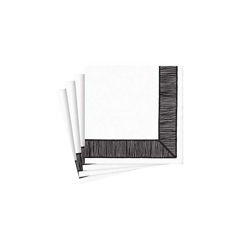 Caspari Ribbon Border Paper Luncheon Napkins in Black - 20