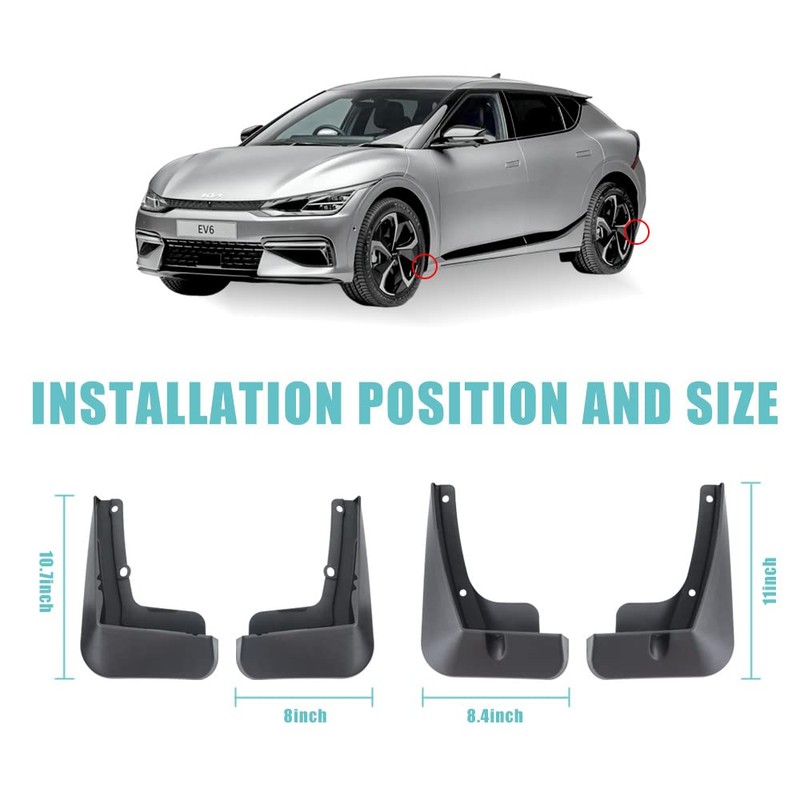 BestEvMod for EV6 Mud Flaps Non-GT Splash Guards Accessories,Splash Guard