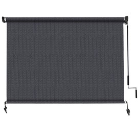 Amagenix Outdoor Roller Shade 8'(W) X 6'(H), Exterior Cordless Patio Shades Roll Up Outdoor Blinds with 90% UV Protection, Two-Section Poles with One-Piece Fabric, Blue Grey