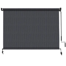 Amagenix Outdoor Roller Shade 8'(W) X 6'(H), Exterior Cordless Patio Shades Roll Up Outdoor Blinds with 90% UV Protection, Two-Section Poles with One-Piece Fabric, Blue Grey