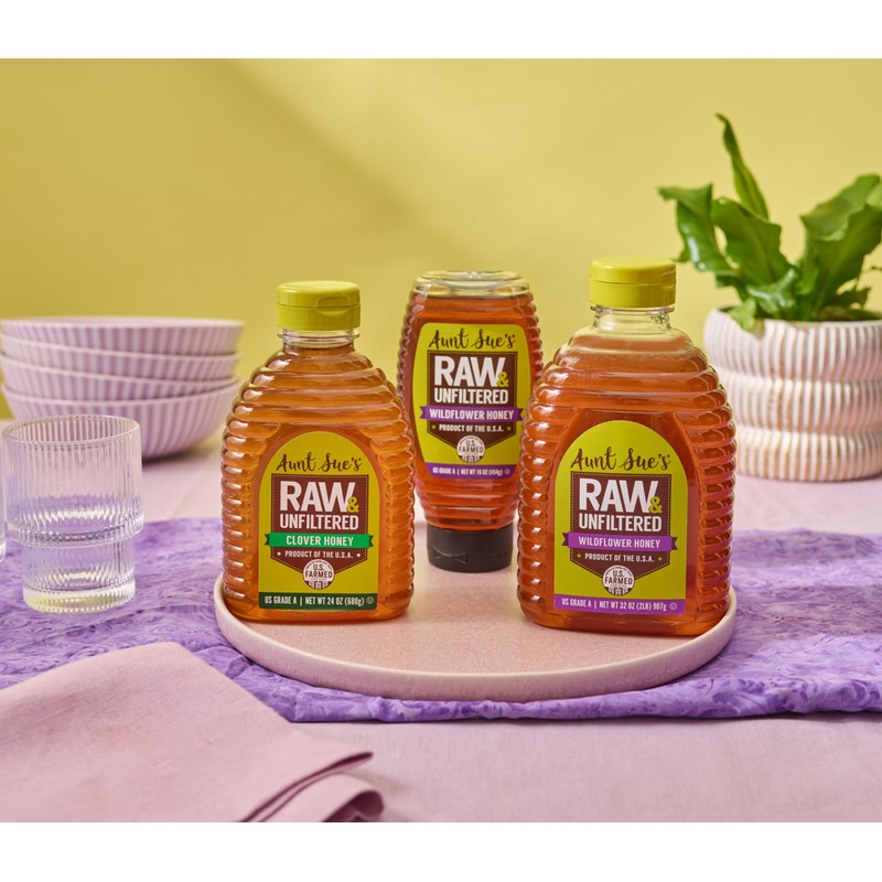 Aunt Sue’s Raw & Unfiltered Organic Honey, Light Amber, USDA