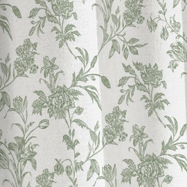 Sage Green Shower Curtain Floral Cotton Cottagecore Shower Curtain for Bathroom 72" W x 72" L