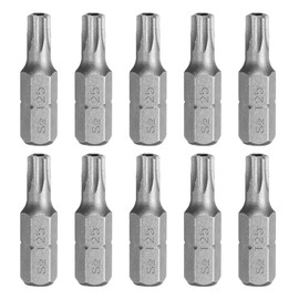 HARFINGTON 10pcs T25 Torx Screwdriver Bit 1/4" Hex Shank 25mm/1" Length S2 Steel Star 6 Point Head Hex Security Screw Driver Bits with Hole for Impact Electric Screw Driver Power Tools, Grey
