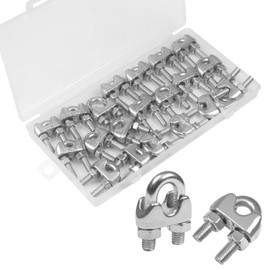 Yinpecly 20 Pack 3/16 Inches M5 Stainless Steel Wire Rope Cable Clip Clamp, U Bolt Saddle Fastener