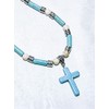 Cynthia Lynn "ATONEMENT" Blue Turquoise Howlite Beaded Cross Religious Stretch