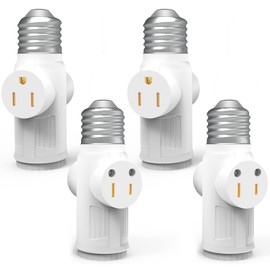 3 Prong Light Socket to Plug Adapter, E26/E27 Light Bulb Outlet Adapter, Polarized Light Socket Adapter, Light Bulb to 2/3 Prong Outlet Plug Splitter Converter for Garage Porch CCTV Camera, etc - 4Pcs