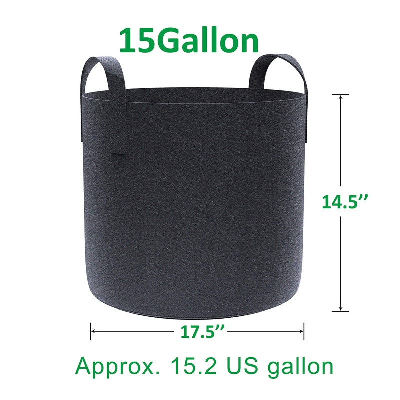 Gardzen 10-Pack 15 Gallon Grow Bags, Aeration Fabric Pots with