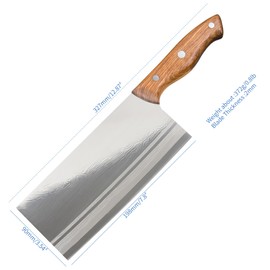 DOUBARK 7.6 Inch Professional Chinese Meat Cleaver Knife - High Carbon Stainless Steel Chopping Cleaver with Non-Stick Coating, Anti-Slip Ergonomic Wooden Handle, Safe & Durable Kitchen Chef Knife