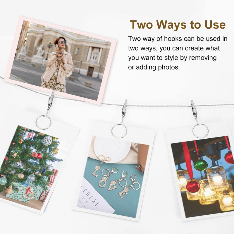 sourcing map Steel Wall Hanging Photo Display Cable Wire Rod