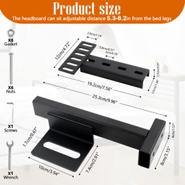 MLOHASING Headboard Bracket Adjustable Bed Base Bed Extra Thick Steel Universal Kit Heavy Duty No Noise No Wobble Easy Install Black Compatible Queen King Full Twin