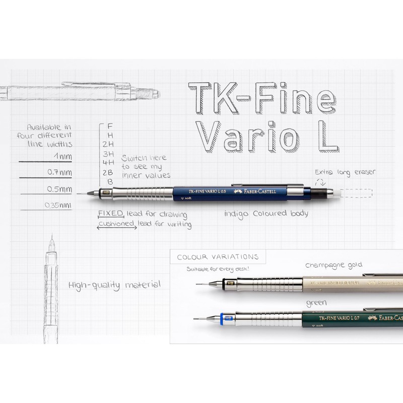 FABER-CASTELL TK-Fine Vario L 135942 Mechanical Pencil 1.0 mm Indigo