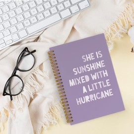 QLMX Purple Girls Inspirational Spiral Notebook, She Is Sunshine Journal Notebook, Purple Motivational Notebooks for School Work, Girly Office Supplies Gifts for Girls Women, 5.5x8.3 Inch