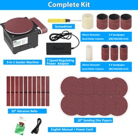 AGULIUM 6-Inch Mini Disc Sander, 7 Speed Adjustable Bench Belt Sander Grinder, Electric Tabletop Belt Sanders for Metal Wood Knife Steel Iron Plastic Working, 100W 110V