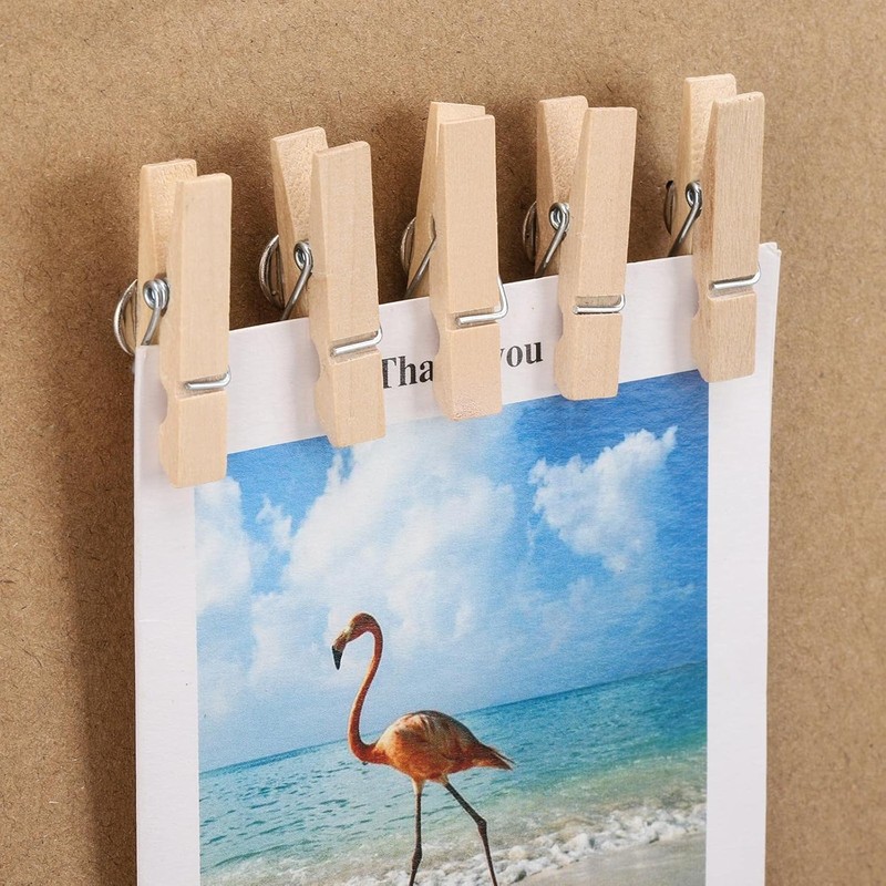60 Pcs Wooden Clip Push Pins with Storage Bucket –
