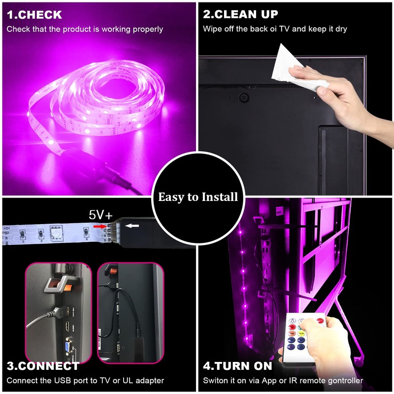 TV Led Backlight 85Inch, 20ft Led Lights for TV 85-100