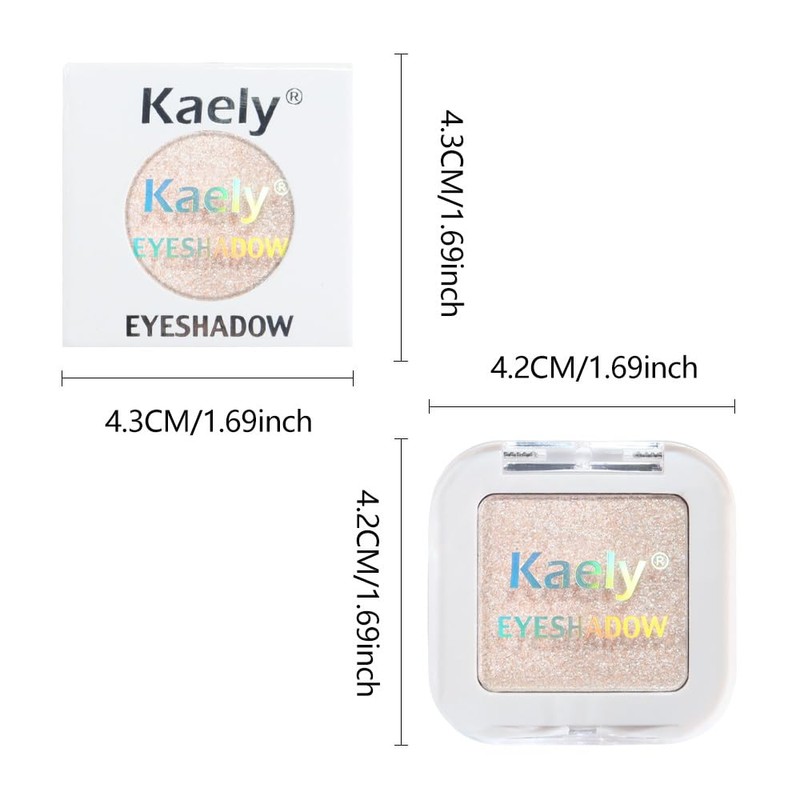 Kaely Pressed Single Eyeshadow Makeup, Sheer White Sparkle Highly Pigmented