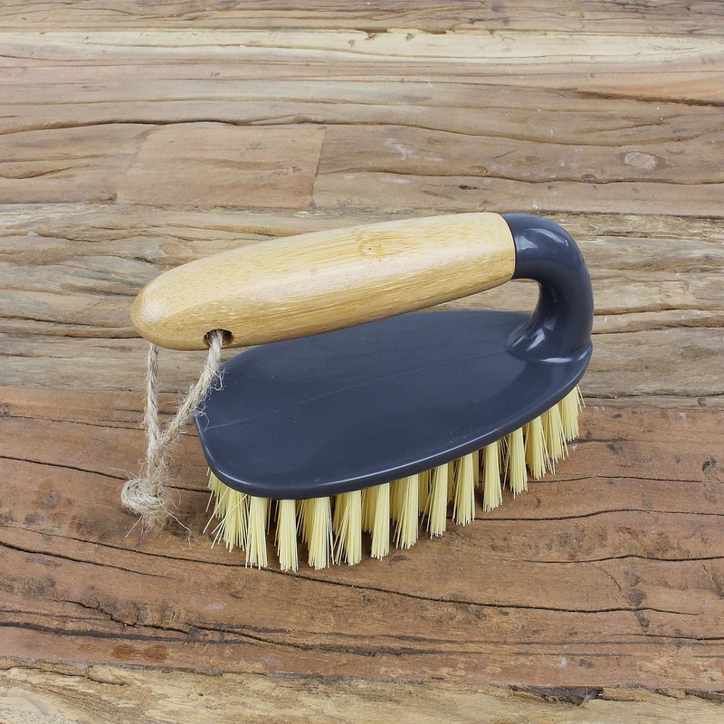 Macosa UMEN068 Scrubbing Brush with Bamboo Handle Natural Bristles Brush