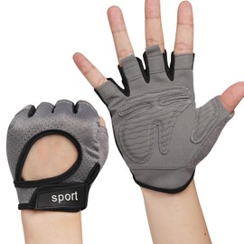 WULI Sports Gloves Outdoor Mountain Biking, Half Finger Anti Slip Gloves, Reinforced Palm Fitness Riding Gloves Summer New Road Mountain Bike Riding Gloves (Gray1, X-Large)