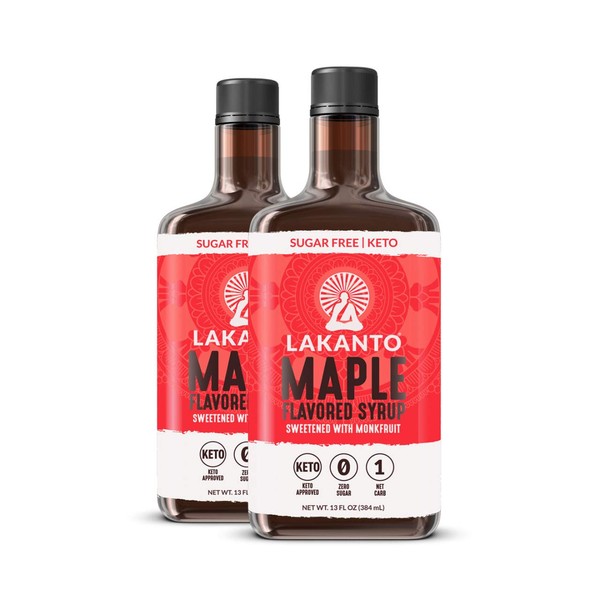 Lakanto Maple Flavored Sugar-Free Syrup, 1 Net Carb, Maple Syrup, 13 Fl. Oz (Pack of 2)