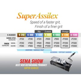 Super Assilex Flexible 5 inch Sanding Discs JOB-PAK, ASSORTED K-600 + K-800 + K-1200, 7 Holes, Hook & Loop, U195-153A, 6 Discs