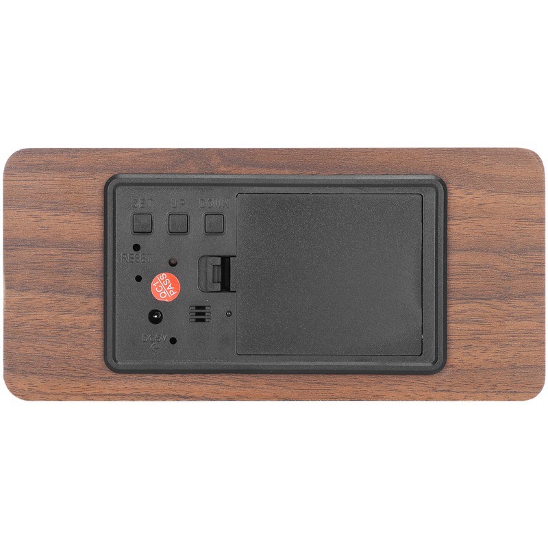 Wireless Charging Clock Digital LED Electronic Alarm Rectangular Wooden Bedside