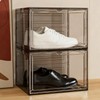 KUILONG 6-Pack Stackable Shoe Boxes with Magnetic Closure, Transparent Gray