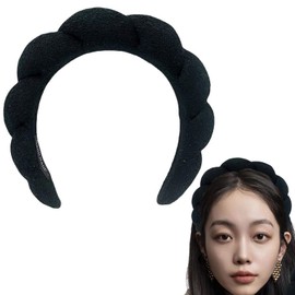 Paifeancodill Makeup Headband for Women, Mimi and Co Spa Headband Skincare Headband, Solid Color Spong Headband Hair Bands, Fabric Headband Hair Accessories for Skincare Makeup Removal Shower Skincare (Black)