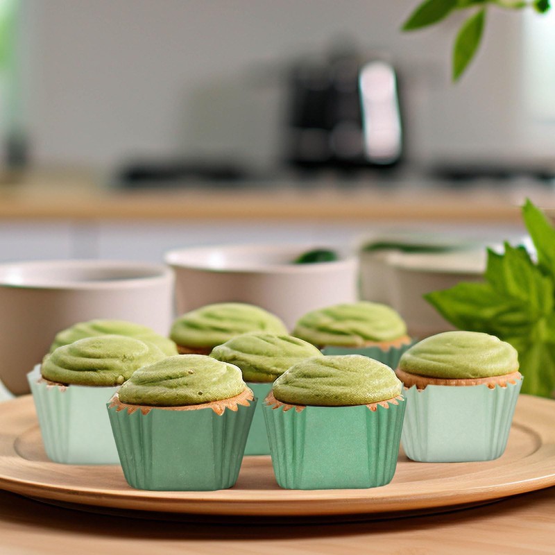 Whaline Whaline 450Pcs Gradient Green Mini Square Cupcake Liners Sage