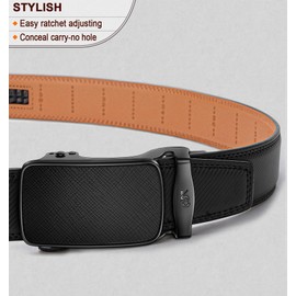 KEMISANT Belts Men, Mens Belt Leather 1 3/8" for Jeans-Micro Adjustable Ratchet Belt Fit Everywhere(Black,28"-34" Waist Adjustable)