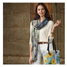 Metropolitan Museum of Art, Van Gogh Irises Wool Blend Shawl / Scarf, 80 Inches x 20 Inches